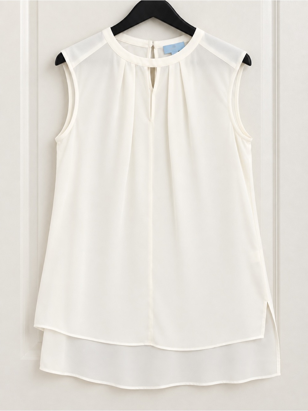 Light Pink Blush Pleated Keyhole Cap Sleeve Blouse